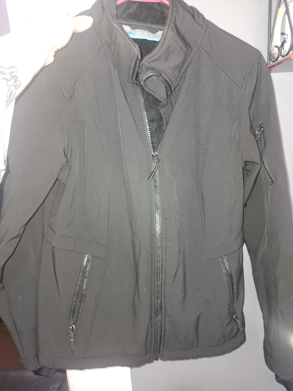 Free Country Black Softshell Utility Jacket with Zip Pockets